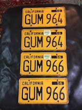 Two Pair of 1956 Sequential California License Plates GUM 964 & GUM 966 picture