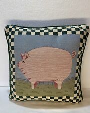 🐷 Adorable Vtg Pillow Needlepoint Pig Motif picture