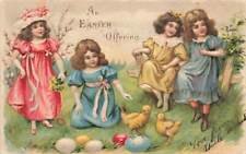 c1910 Girls Eggs Chicks Easter P152 picture
