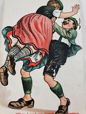 C 1908 Comic German Dancing Couple Man Lifts Woman in Air Antique DB Postcard picture