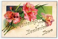 1907 Greetings From Dunkerton Bundle Of Flowers Iowa IA Correspondence Postcard picture
