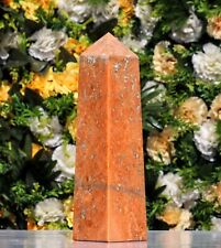 290MM Orange Limonite Obelisk Healing Ochre Iron Oxide Gemstone Faceted Tower picture