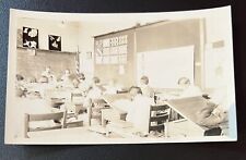 VTG c.1930s Snapshot Photo Classroom Children Teacher Slant Desks Chalkboards picture