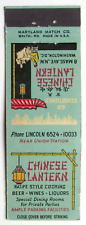 Chinese Lantern - Washington, DC Restaurant 20 Strike Matchbook Cover Matchcover picture