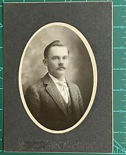 Antique Board Mounted Photo Of Handsome Man With Mustache Salt Lake City picture