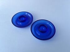 Vintage Cobalt Blue Candle Holders, Pair Of Round Textured Glass Votive Holders picture