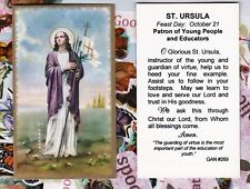 Saint Ursula with Prayer to St. Ursula (GAN) -  Paperstock Holy Card picture