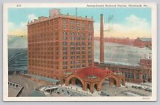 Pennsylvania Railroad Station Union Terminal Pittsburgh Vintage Linen Postcard picture