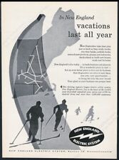 1959 New England Electric System utility skier skiing art vintage print ad picture