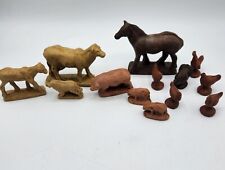 13 Antique Putz Clay Farm Animals Clay Composition Cow Dog Horse Chicks Pigs +  picture