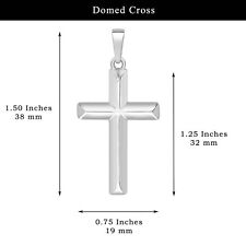 Mens Sterling Silver Domed Cross Pendant Only picture