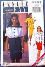 BUTTERICK Leslie Fay sewing pattern # 6101 blouse skirt size 12-14-16 UNCUT VTG picture