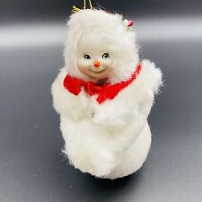 Vintage snowman ceramic face foam body wearing coat picture