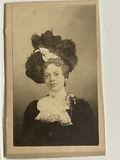 Antique CDV Photo Beautiful Fashionable Woman With Extraordinary Hat picture