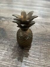 Vintage 2 Piece Brass Pineapple Trinket Box 3” Made In India picture