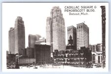 RPPC Detroit Michigan Cadillac Square and Penobscott Building Postcard picture