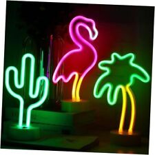 Liliful 3 Pcs Neon Sign Neon Lights Sign Pink Flamingo Neon Lights Cactus picture