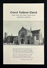 1953 Central Lutheran Church Minneapolis MN Vtg August Baptism Service Bulletin picture