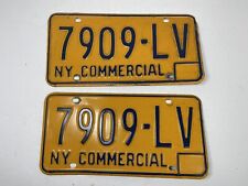Vintage Matching Pair New York State NY Yellow Blue Commercial License Plates picture