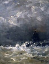Art Oil painting Lighthouse-in-Breaking-Waves.-ca.-1900-ca.-1907-Hendrik-W picture