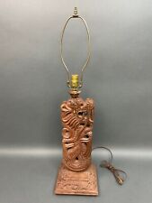Vintage Finely Detailed Chinese Dragon Lamp Wood Carved NO Shade picture