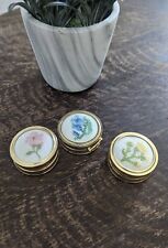 3 Vintage Embroidered Trinket Boxes Wild Flowers Of The British Isles  picture