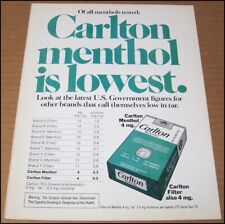 1975 Carlton Menthol Cigarettes Print Ad Advertisement Vintage 8.25