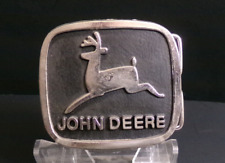 Vintage John Deere 70's trademark belt buckle Silver/Black enamel picture