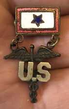 WWI WW1 Blue Star US Army Medical Corps Home Front Sweetheart Military Pin picture