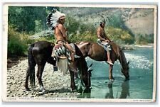 1909 Apaches Halting Water Riding Horse Rio Navajo Arizona Fred Harvey Postcard picture
