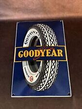Vintage Style Goodyear Tire Dealer Sales Service Auto Porcelain Convex Sign picture