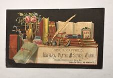 Victorian Jewelers Trade Card Geo Gaffield Bradford VT Books Stationary 1876 B79 picture