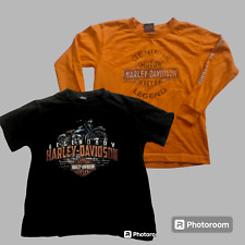 TWO Harley-Davidson T-Shirts Long & Short Sleeve  Legendary Size Small Unisex picture