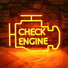 Check Engine Neon Sign, Garage Decor LED Light, Dimmable USB Neon for Car Repair picture
