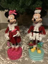 14” Disney Mickey & Minnie Mouse Santa NUTCRACKERS Christmas VINTAGE picture