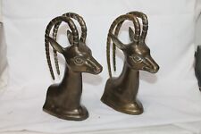 Vintage Mid Century Antelope Gazelle Brass Bookends picture