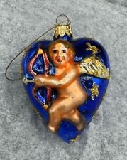 Christopher Radko 1996 Blue Heart Cherub Valentine Ornament 