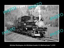 OLD HISTORIC PHOTO KLICKITAT WASHINGTON THE LUMBER Co RAILWAY TRAIN c1950 picture