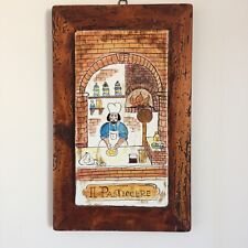 Vintage Decorative Tile in Wooden Frame IL PASTICCERE Hand Painted Wall Hanging picture