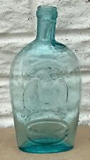 DOUBLE EAGLE 1 ONE PINT AQUA GLASS HISTORICAL FLASK NICE CONDITION picture