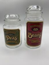 Vintage Anchor Hocking~ Aunt Jenny's Glass Jars w/Lids~ Dried Beans & Split Peas picture