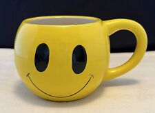Teleflora Yellow Smiley Face Mug Cup Large Happy Face  Wink Vintage Two Side picture