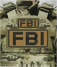 FBI EMBROIDERY PATCH 10X4 AND 5X2 HOOK ON BACK  COYOTE BROWN/BLACK picture