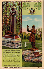 Postcard National Cemetery Gettysburg Monument of New York Irish  PA. picture