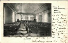 1908. INTERIOR OF 1ST PRES. CHURCH. GALENA, ILL. POSTCARD r10 picture