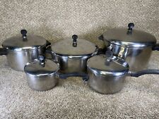 Farberware 10 pc Cookware Set Stainless Steel Aluminum Clad Pots Pans Vintage picture