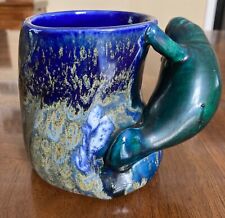 3D MANATEE HANDLE MUG RONNIE CERAMIC CO. AIRBRUSHED HANDPAINTED picture