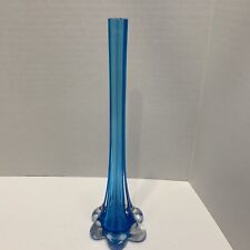 Midcentury ModernHand Blown Cobalt Blue Glass Elephant Foot Bud Vase 10”x3” Base picture