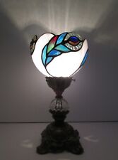 Vintage L&L WMC Lamp With Stained Glass Peacock Shade picture