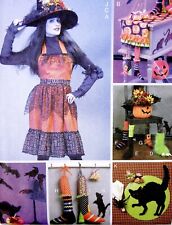 McCalls M6623 Sewing Pattern Witch Hat Apron Gloves Table Runner Halloween Craft picture